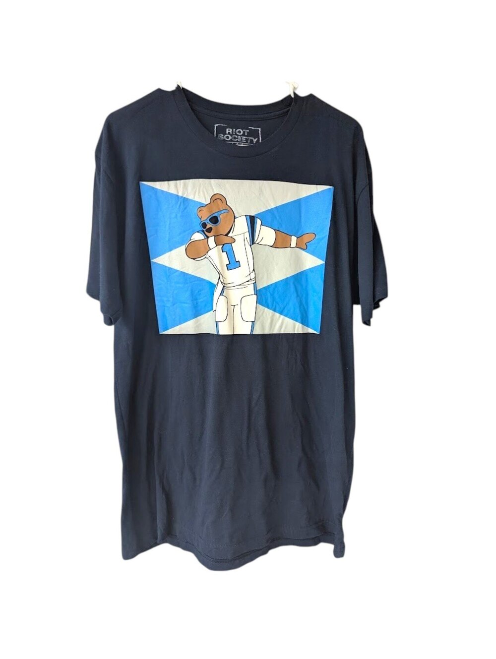 Riot Society Carolina Panthers Cam Newton Dab Bear T-Shirt Mens L Black 21.5x30